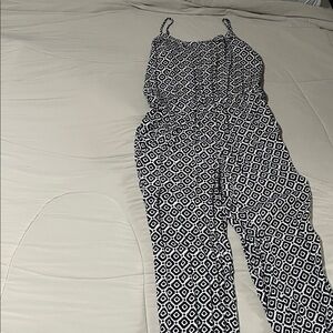 LOFT dark blue and White Geometric Women's Jumpsuit